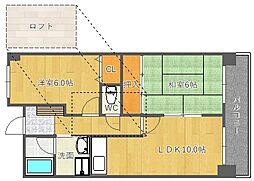 山田マンションビューテラス 2LDKの間取図画像