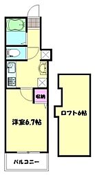 フェルメール朝霞台 1Kの間取図画像