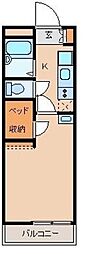 グランデール北町 1Kの間取図画像