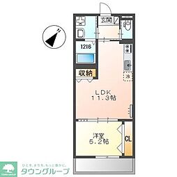 戸田市笹目3丁目新築アパート 1LDKの間取図画像