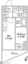 LUMIECHONCHOWEST 1DKの間取図画像