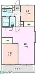 グリーンファースト 2DKの間取図画像