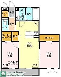 クレストヒル 2LDKの間取図画像