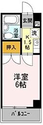 鶴寿館 1Kの間取図画像