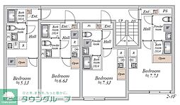 板橋区相生町マンション 1Kの間取図画像