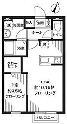 ヘリオス 1LDKの間取図画像