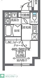 COCOCUBE板橋本町 1Kの間取図画像
