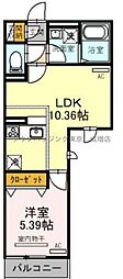 エクセリア白子 1LDKの間取図画像