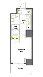 都営三田線 板橋区役所前駅 徒歩6分の賃貸マンション 11階1Kの間取り