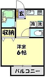 東武東上線 成増駅 徒歩5分の賃貸アパート 2階1Kの間取り