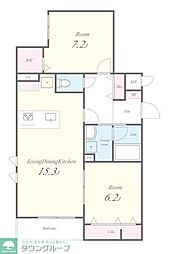 都営大江戸線 練馬春日町駅 徒歩8分の賃貸マンション 1階2LDKの間取り