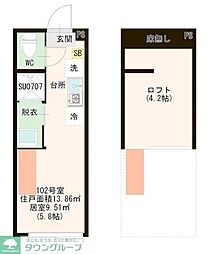 都営三田線 志村坂上駅 徒歩9分の賃貸アパート 1階ワンルームの間取り