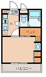 都営大江戸線 光が丘駅 徒歩9分の賃貸アパート 1階1Kの間取り