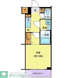 東武東上線 ときわ台駅 徒歩8分の賃貸マンション 3階1Kの間取り