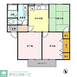 東武東上線 成増駅 徒歩17分の賃貸アパート 1階3DKの間取り