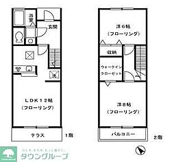 都営三田線 志村三丁目駅 徒歩14分の賃貸アパート 1階2LDKの間取り