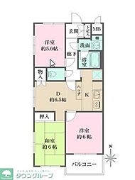 東京メトロ副都心線 氷川台駅 徒歩11分の賃貸マンション 2階3DKの間取り