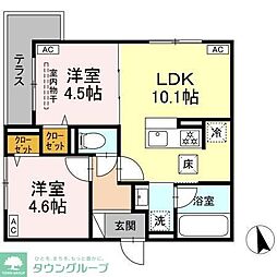 都営三田線 高島平駅 徒歩13分の賃貸アパート 1階2LDKの間取り