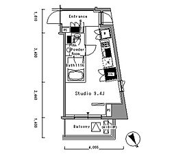 パークアクシス新板橋ウエスト 5階ワンルームの間取り