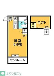東武東上線 成増駅 徒歩13分の賃貸アパート 1階ワンルームの間取り