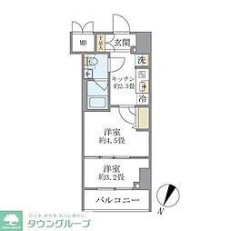 都営三田線 本蓮沼駅 徒歩2分の賃貸マンション 3階2Kの間取り