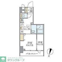 都営三田線 本蓮沼駅 徒歩2分の賃貸マンション 12階2Kの間取り