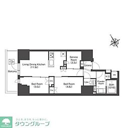 都営三田線 新板橋駅 徒歩1分の賃貸マンション 8階2SLDKの間取り