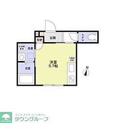 東京メトロ有楽町線 千川駅 徒歩7分の賃貸マンション 1階ワンルームの間取り