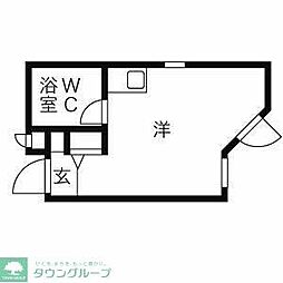 東武東上線 成増駅 徒歩9分の賃貸マンション 2階ワンルームの間取り