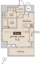 都営三田線 本蓮沼駅 徒歩4分の賃貸マンション 6階ワンルームの間取り