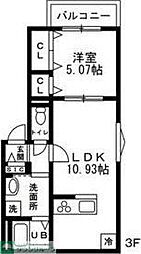 都営三田線 本蓮沼駅 徒歩14分の賃貸アパート 1階1LDKの間取り