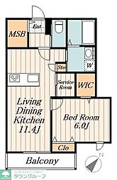 西武池袋線 中村橋駅 徒歩4分の賃貸マンション 3階1LDKの間取り