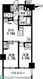 東武東上線 大山駅 徒歩8分の賃貸マンション 7階2DKの間取り