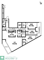 JR埼京線 十条駅 徒歩8分の賃貸マンション 12階3LDKの間取り