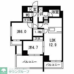 東武東上線 中板橋駅 徒歩5分の賃貸マンション 6階2SLDKの間取り