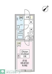 東京メトロ有楽町線 平和台駅 徒歩5分の賃貸マンション 2階1Kの間取り