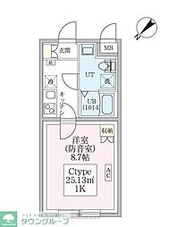 東京メトロ有楽町線 平和台駅 徒歩5分の賃貸マンション 3階1Kの間取り
