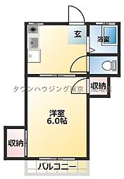 東武東上線 ときわ台駅 徒歩15分の賃貸アパート 1階1Kの間取り