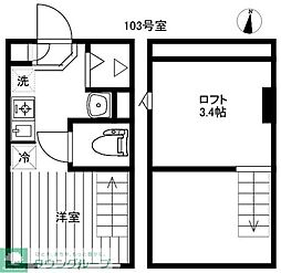 東京メトロ有楽町線 平和台駅 徒歩7分の賃貸アパート 1階ワンルームの間取り