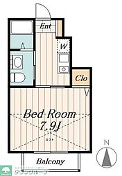 都営大江戸線 練馬春日町駅 徒歩10分の賃貸アパート 1階1Kの間取り