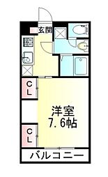 東武東上線 朝霞駅 徒歩14分の賃貸マンション 2階1Kの間取り