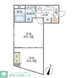 東武東上線 下板橋駅 徒歩6分の賃貸マンション 3階2Kの間取り