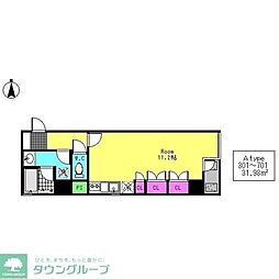 都営三田線 板橋区役所前駅 徒歩2分の賃貸マンション 4階ワンルームの間取り