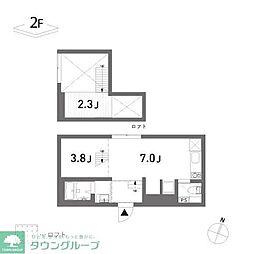 都営三田線 本蓮沼駅 徒歩4分の賃貸アパート 2階ワンルームの間取り