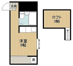 東武東上線 東武練馬駅 徒歩5分の賃貸アパート 2階ワンルームの間取り