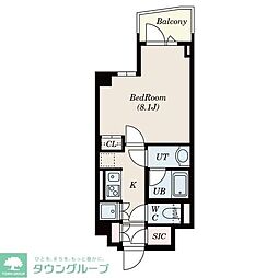 東武東上線 中板橋駅 徒歩8分の賃貸マンション 1階1Kの間取り