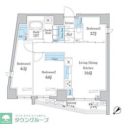 東武東上線 大山駅 徒歩8分の賃貸マンション 5階3LDKの間取り