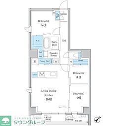 東武東上線 大山駅 徒歩8分の賃貸マンション 6階3LDKの間取り