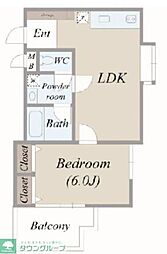 オークヴィラ 1LDKの間取図画像