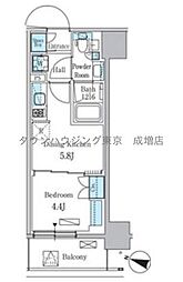 都営三田線 板橋本町駅 徒歩3分の賃貸マンション 8階1DKの間取り